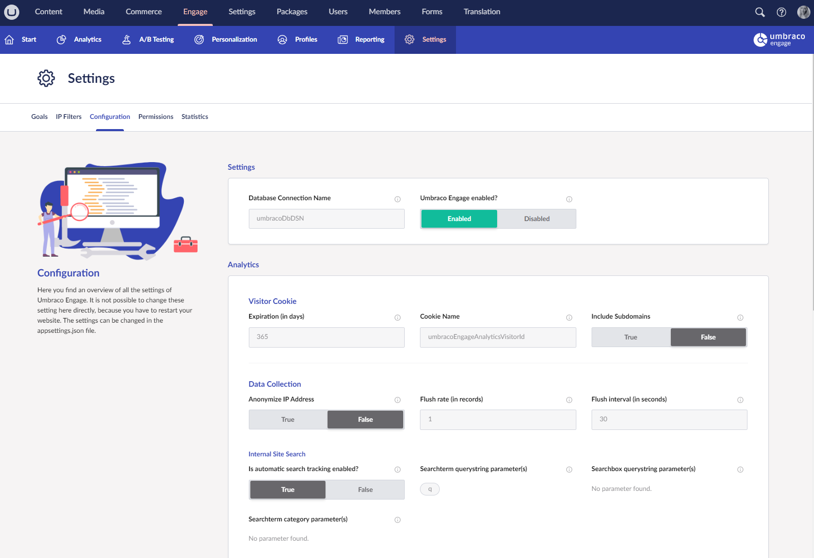 Configuration overview in Umbraco Engage