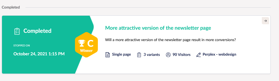 Completed A/B Test