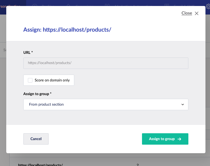 Tick the 'Score on domain only' checkbox