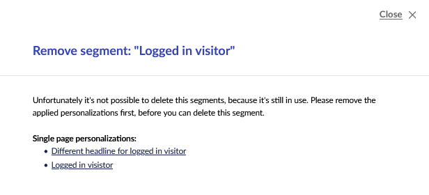 Deletion popup